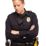 Sad female police officer