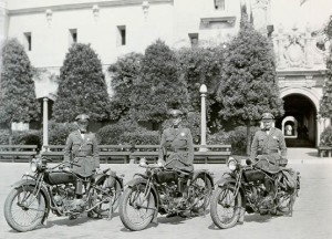 The San Diego Police Motorcycle Unit in 1915 with Indian motorcycles.