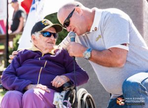 Kevin Doughertry singing to WWII Veteran Miss Lillian