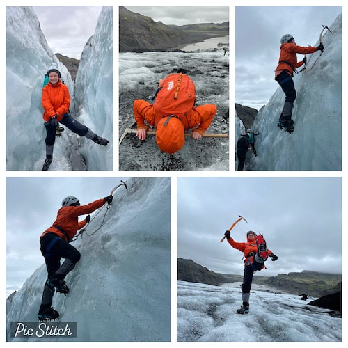 Andreea blue ice climbing