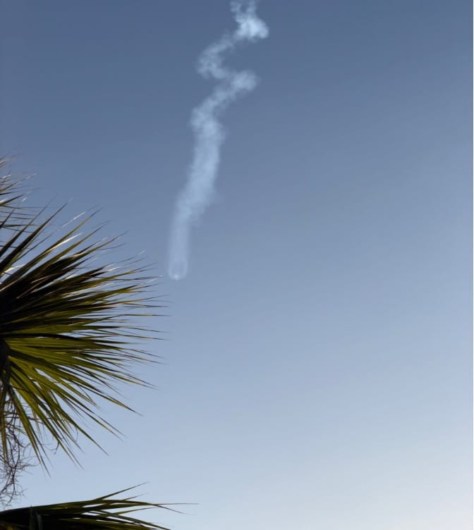 exhaust plume from Roman Space Telescope launch