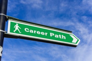 Conceptual Road Sign on Career, career path